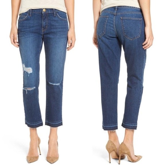 Current/Elliott Denim - CURRENT/ELLIOTT The Cropped Straight Limitless Destroy Released Hem 27 Excellent
